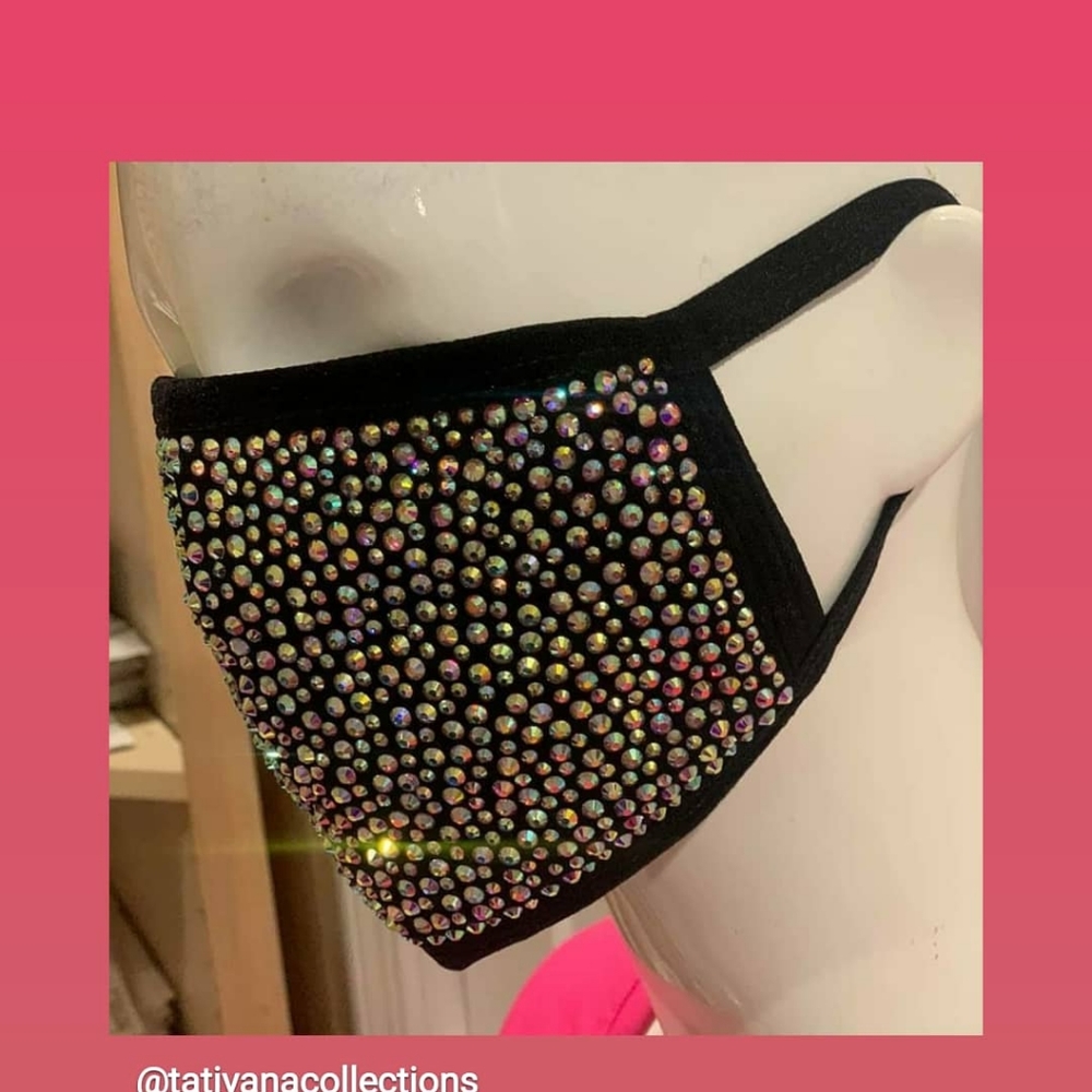 Blinged out shiny face mask
